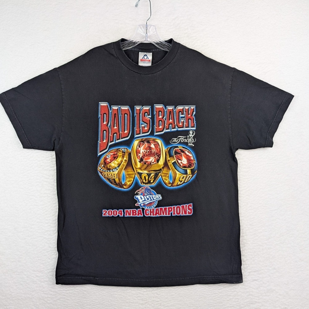Vintage Detroit Pistons Shirt Mens XL Black NBA 2004 World Champions Bad is Back